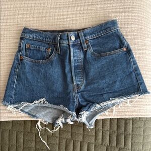 Levi's Blue Jean Shorts High-Waisted Distressed